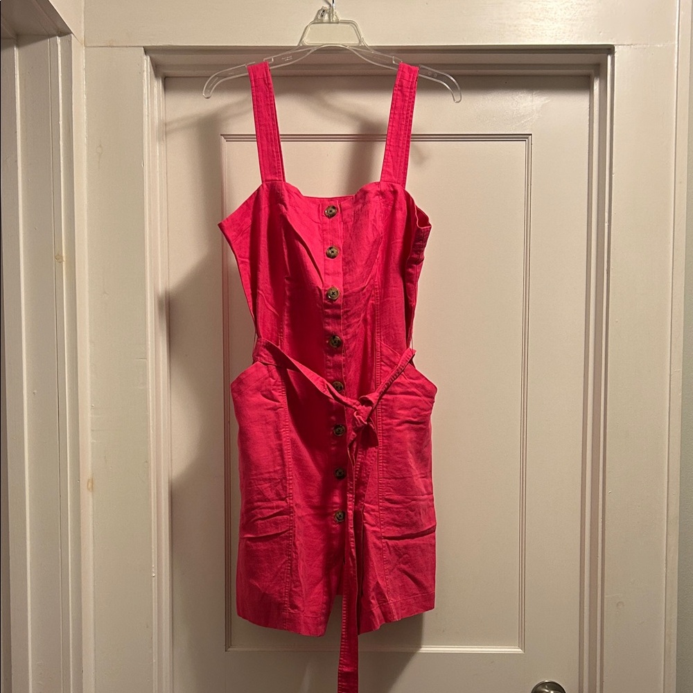 LOFT Women’s Pink Button-Down Dress with Belt & Pockets - Size 10 Petite, NWOT